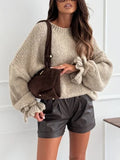 ESTWT4 Beige Wool Tie-Sleeve Sweater
