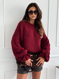 ESTWT3 Burgundy Wool Tie-Sleeve Sweater