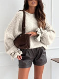 ESTWT2 Ivory Wool Tie-Sleeve Sweater