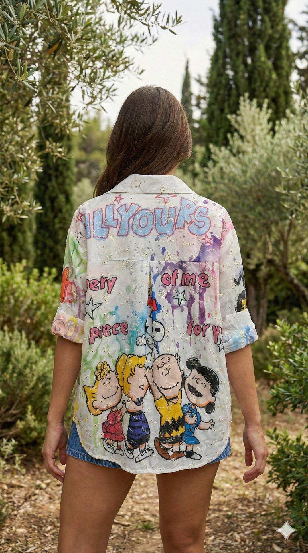 MCSSPC Italian OS Pop Cartoon Graphic Cotton Shirt