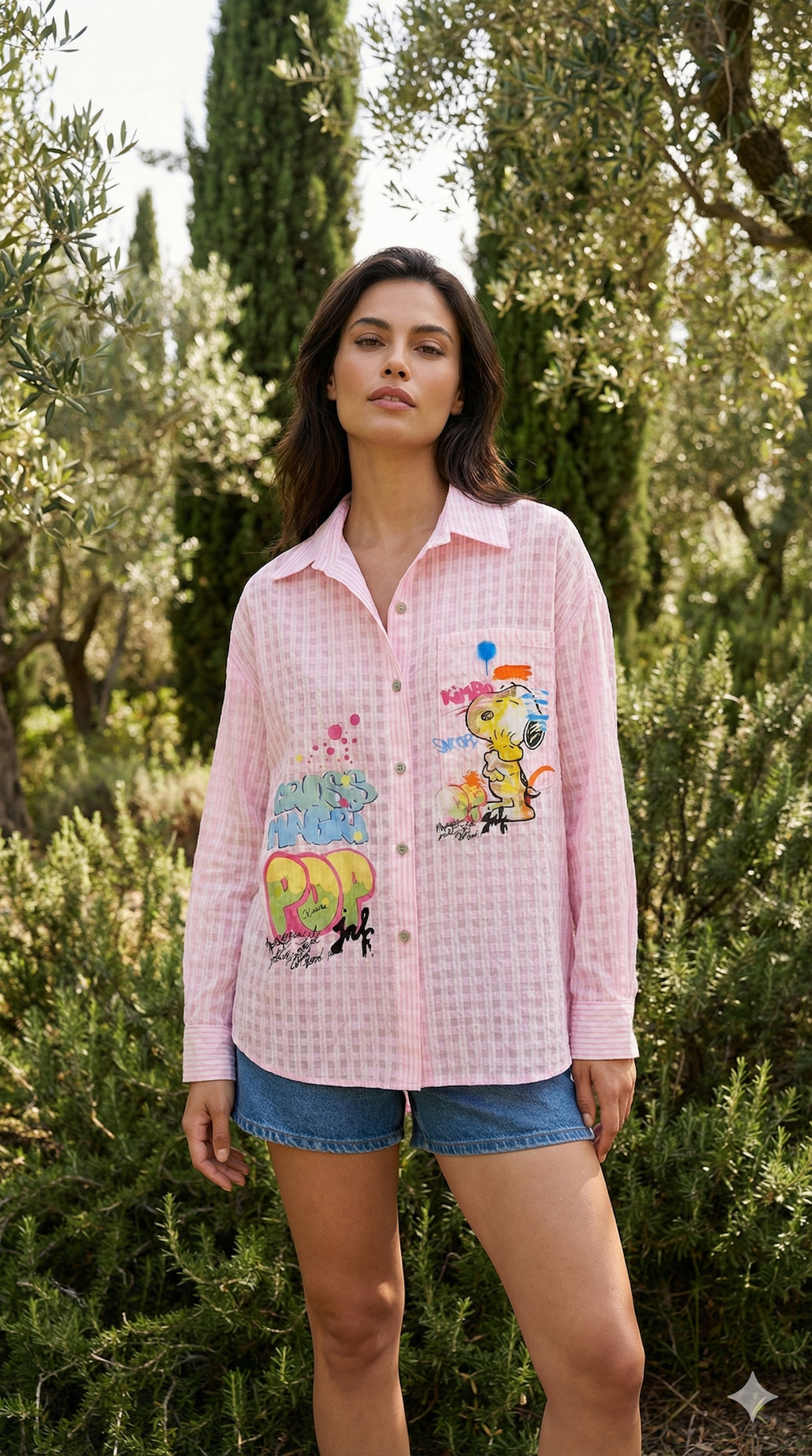 MCSSPAC Italian OS Pink Pop Art Cotton Shirt