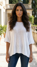 COSSWH Italian One Size White Cotton Sweater