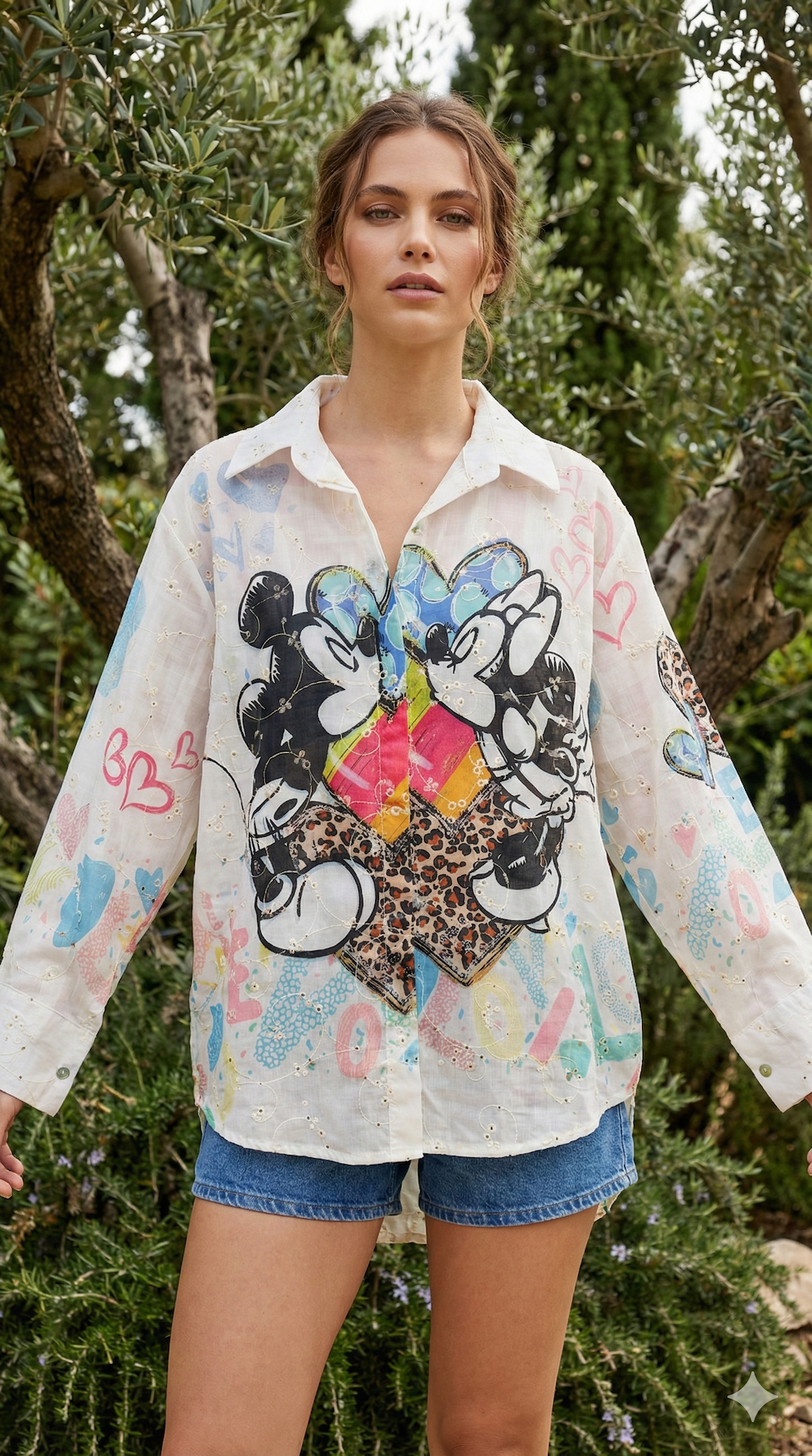 MCSSLHG Italian OS Love Heart Graphic Cotton Shirt