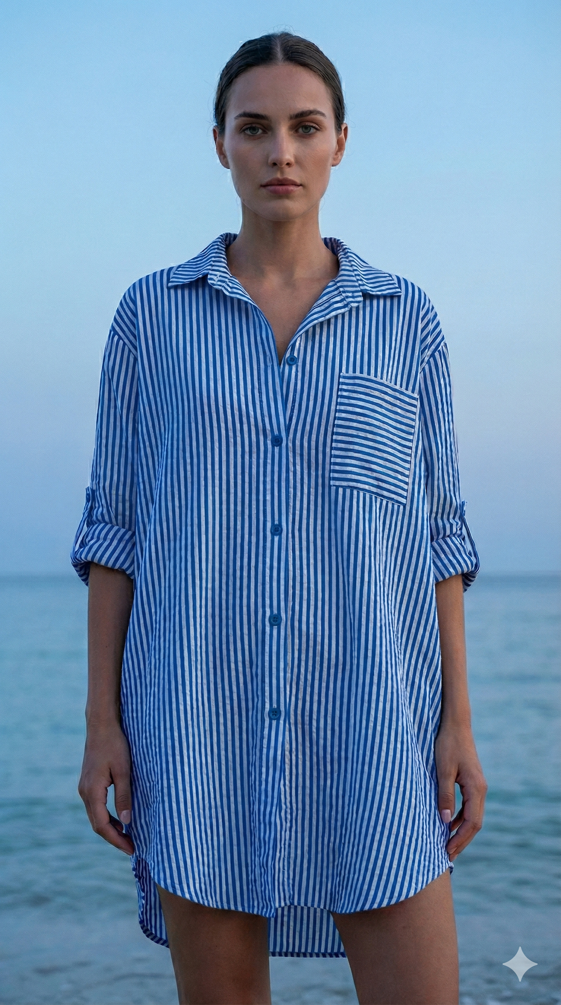 CACCUR Italian Royal Striped Cotton Shirt Dress
