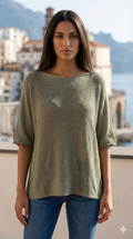 COSSOL Italian One Size Olive Cotton Sweater