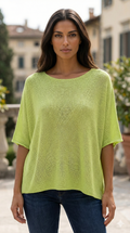 COSSLI Italian One Size Lime Cotton Sweater