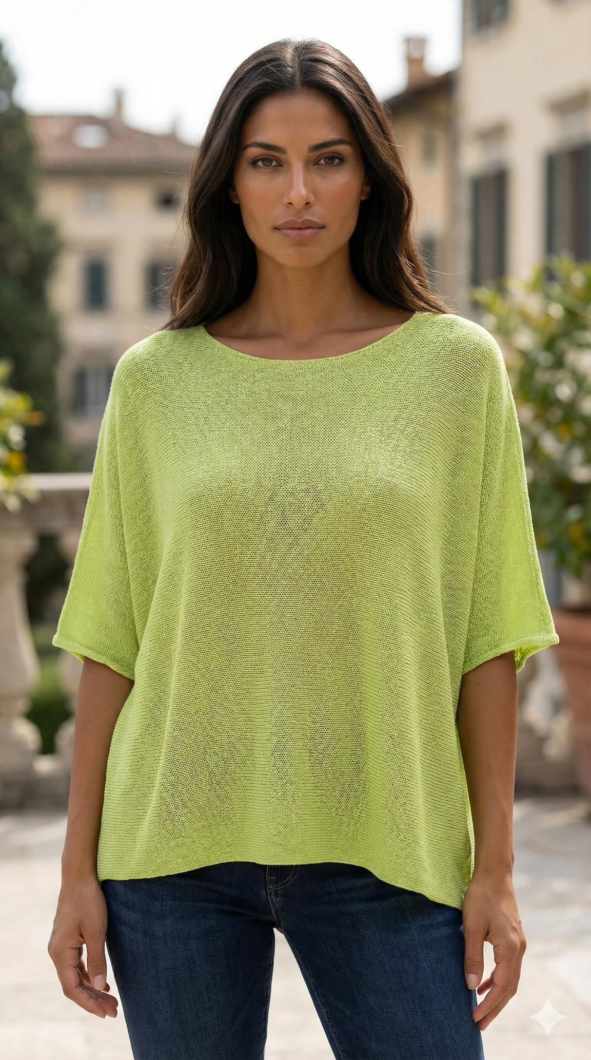 COSSLI Italian One Size Lime Cotton Sweater