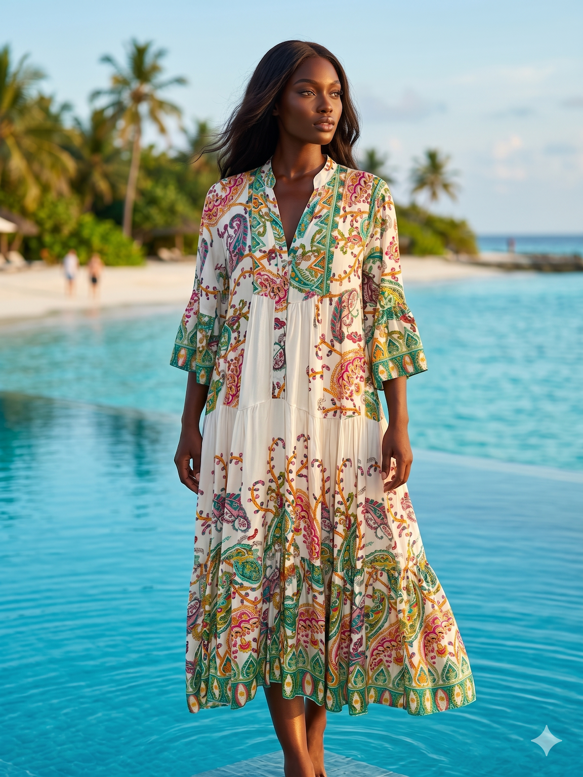 NBCPS3 Meadow Paisley 3/4 Sleeve Dress