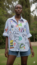 MCSSSGV Italian OS Striped Good Vibes Cotton Shirt