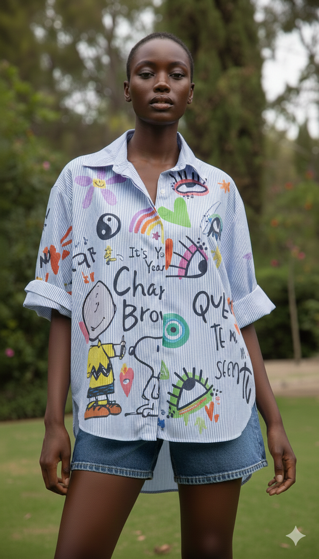 MCSSSGV Italian OS Striped Good Vibes Cotton Shirt