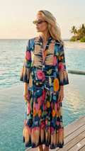 NBMXDNP Italian OS Navy & Pink Printed Maxi Dress