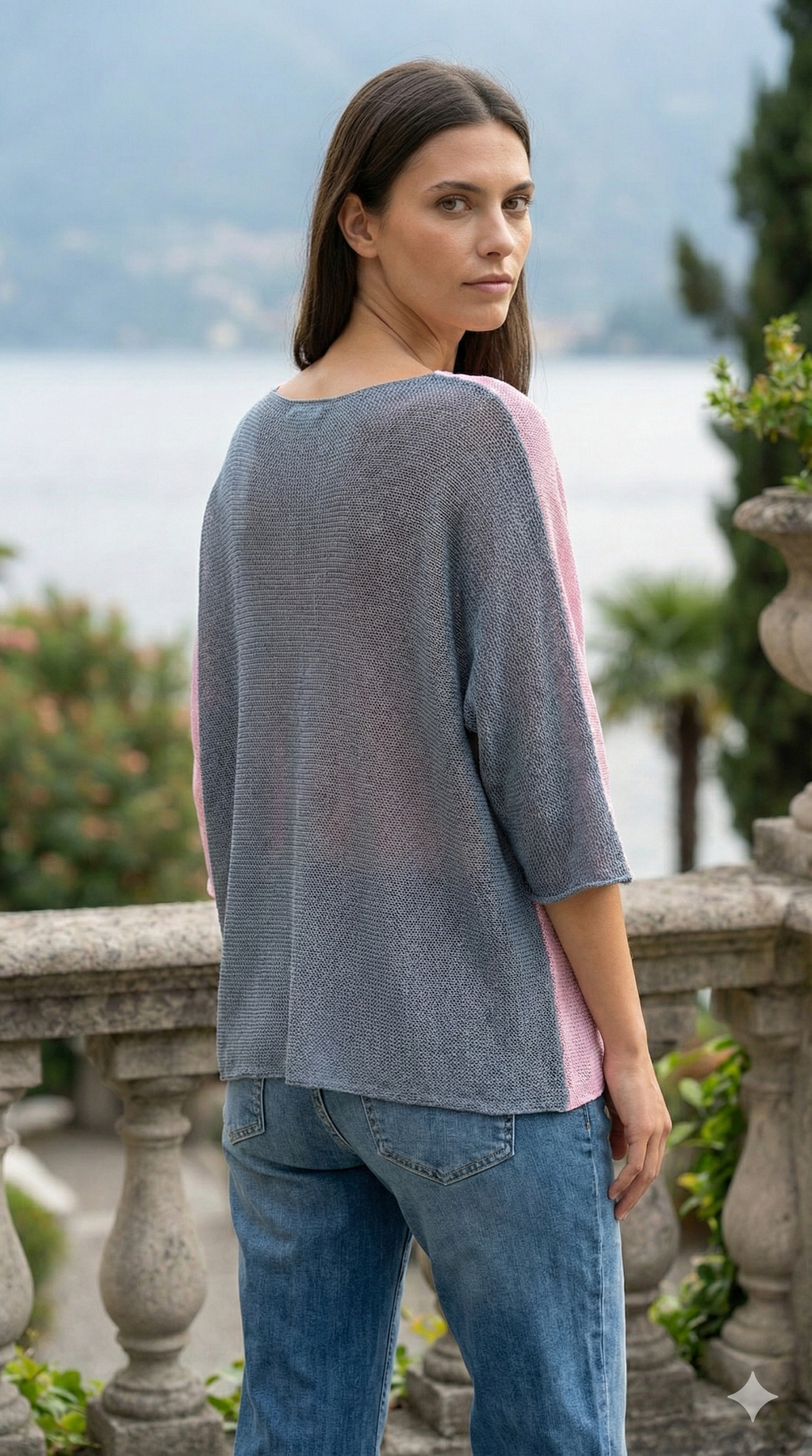 COSSBG Italian Blush & Gray Cotton Sweater