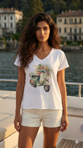 VITCFV Italian One Size Floral Vespa Cotton Tee