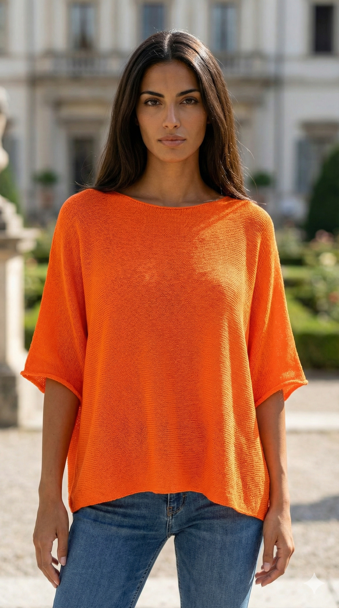 COSSOR Italian One Size Orange Cotton Sweater