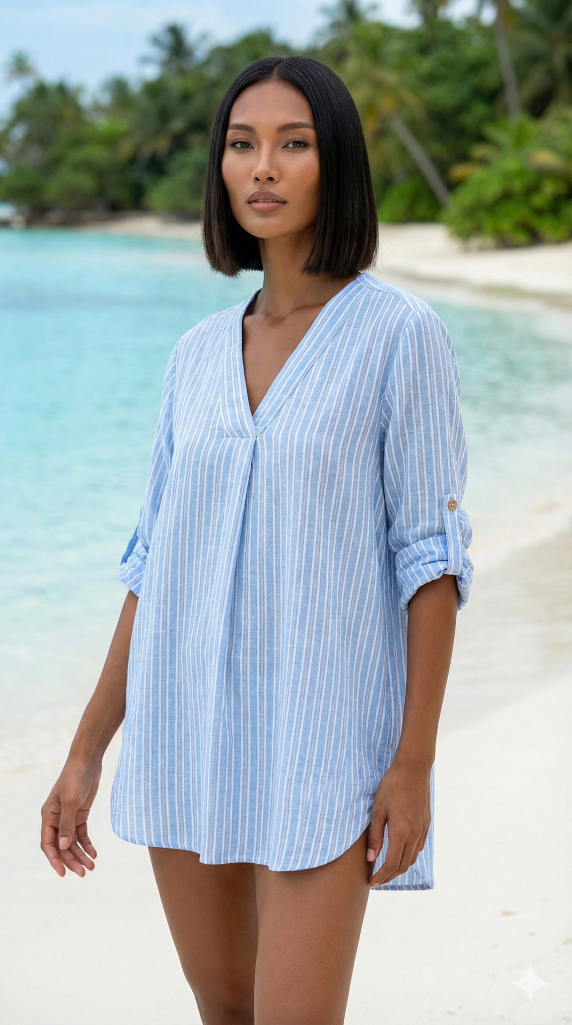 POGCB Italian OS Blue Stripe Gauze Cotton Shirt