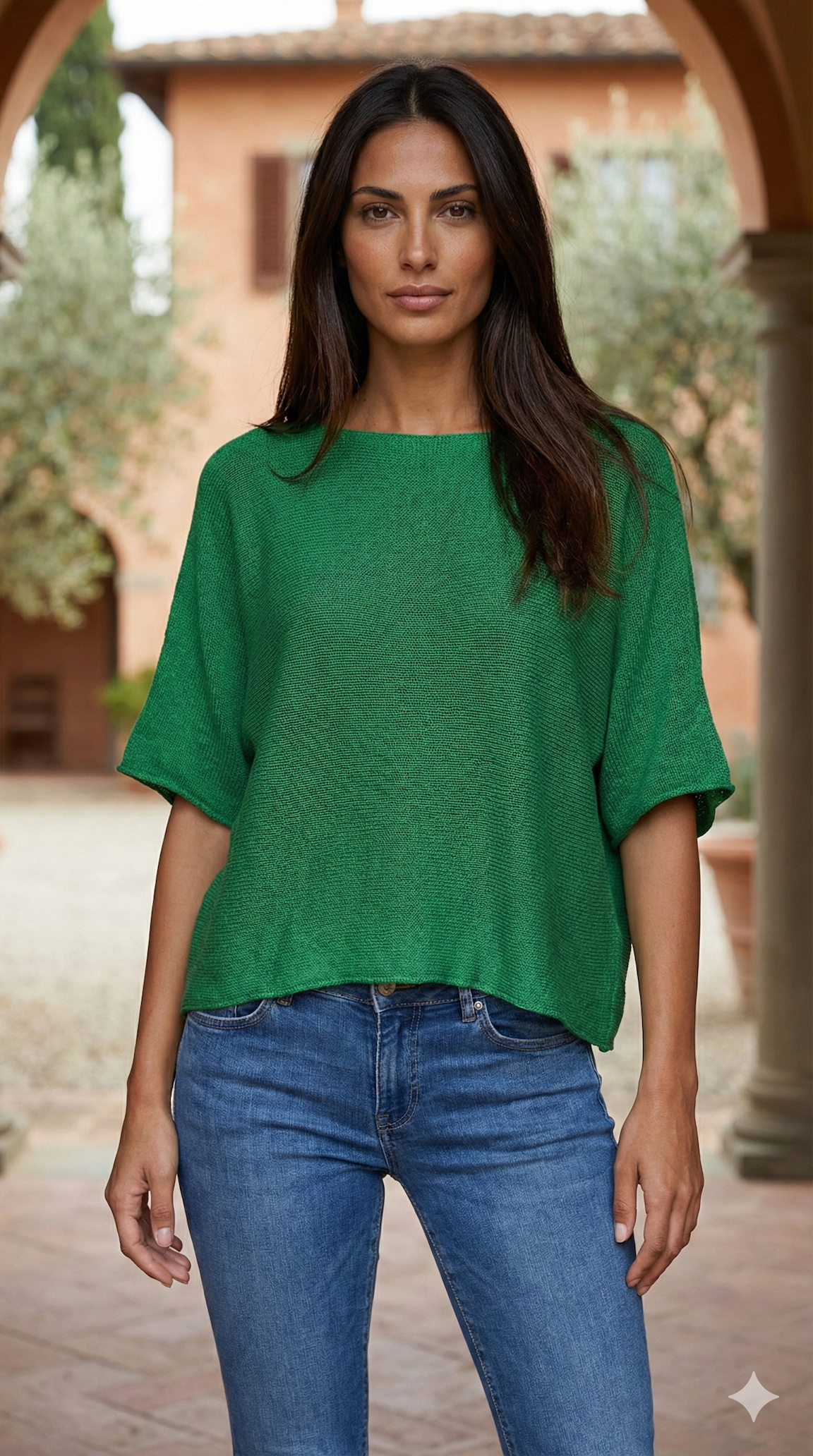 COSSE Italian One Size Emerald Cotton Sweater