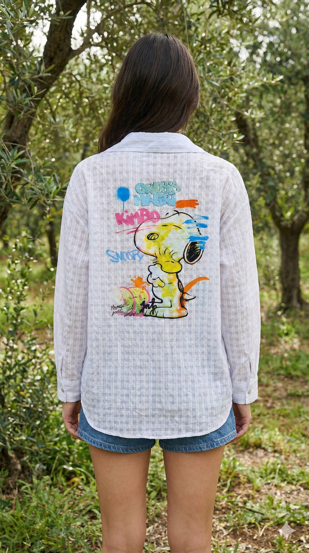 MCSSWG Italian OS White Graphic Print Cotton Shirt