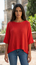 COSSRD Italian One Size Red Cotton Sweater