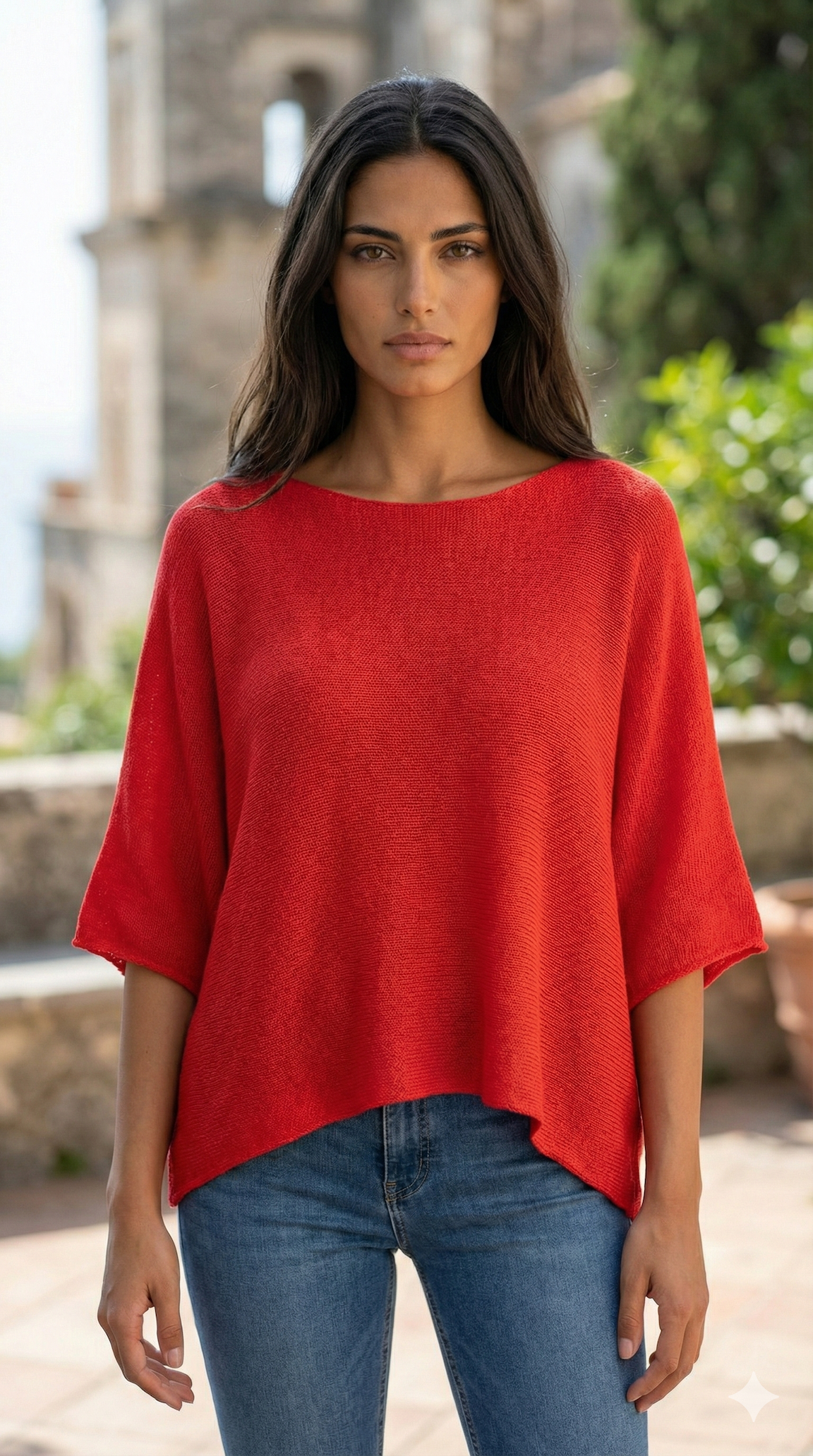 COSSRD Italian One Size Red Cotton Sweater