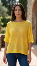 COSSYL Italian One Size Yellow Cotton Sweater