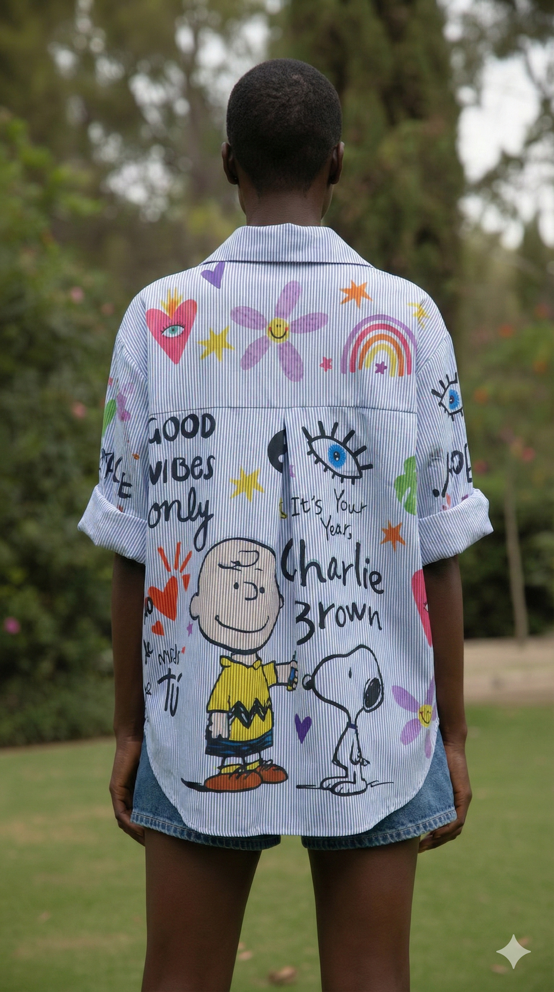 MCSSSGV Italian OS Striped Good Vibes Cotton Shirt