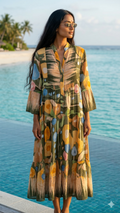 NBMXDOM Italian OS Olive & Mustard Printed Maxi Dress