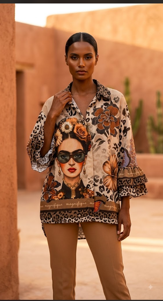 ZOFRSG Printed Leopard Frida Shirt Beige