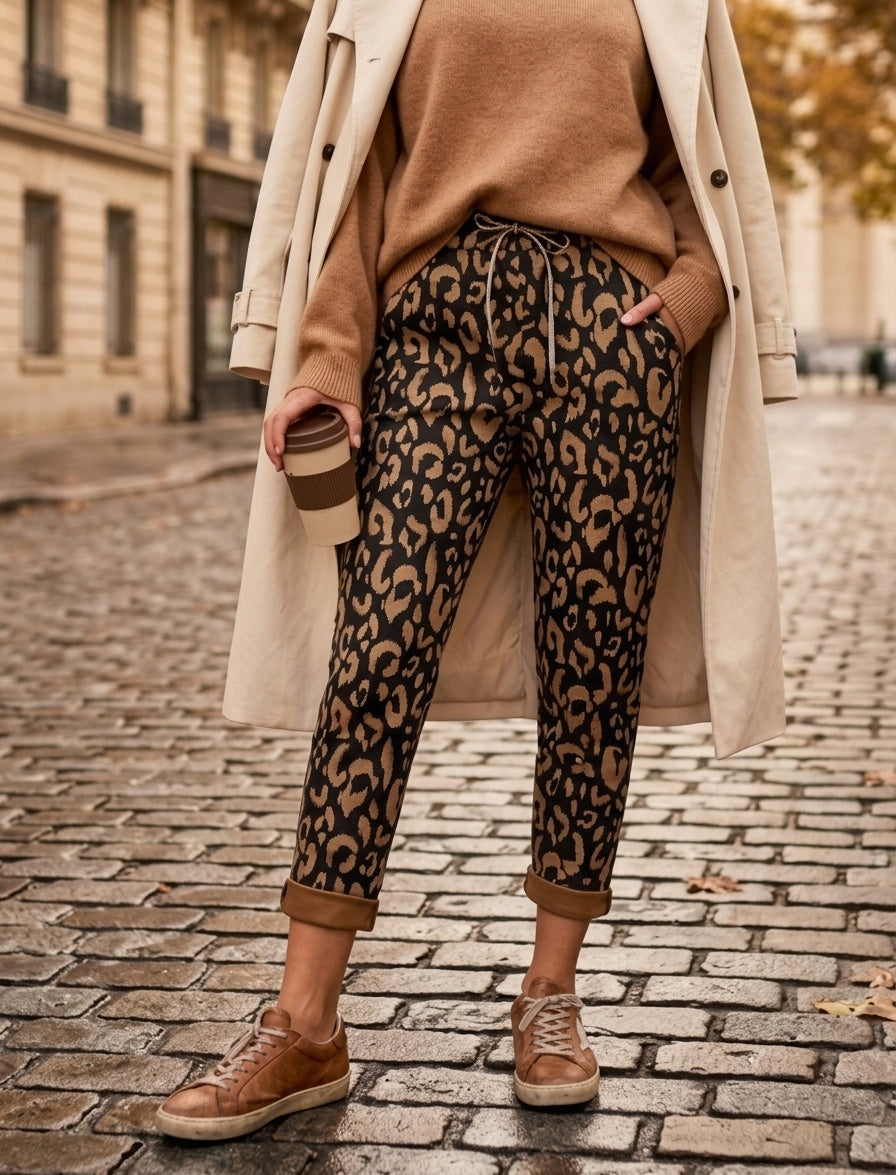 LNBLD Bold Leopard Jogger Pants Black