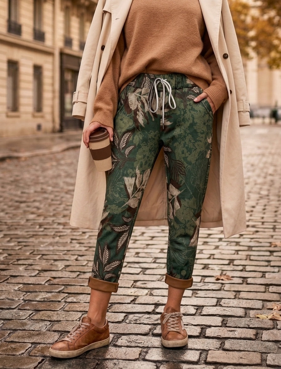 LNBTS Botanical Leaf Jogger Pants Sage