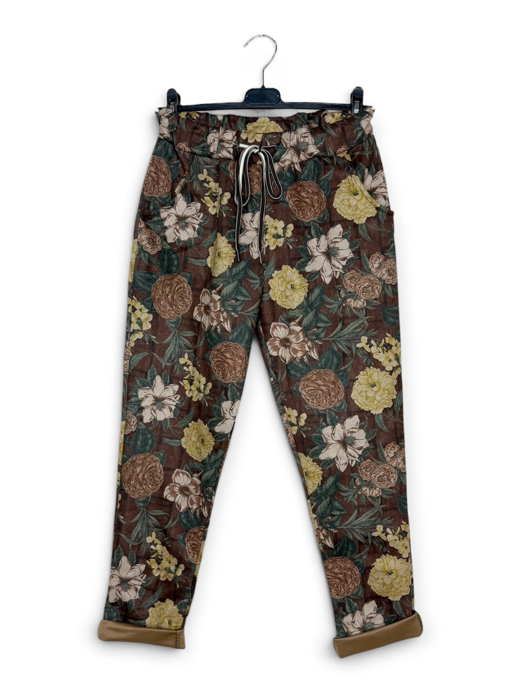 LNFLB Golden Floral Jogger Pants Brown