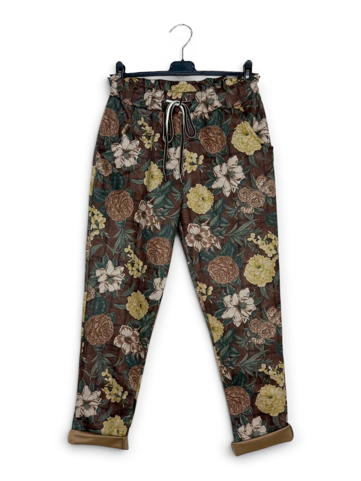 LNFLB Golden Floral Jogger Pants Brown