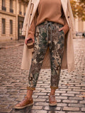 LNMOZ Floral Patchwork Jogger Pants Beige