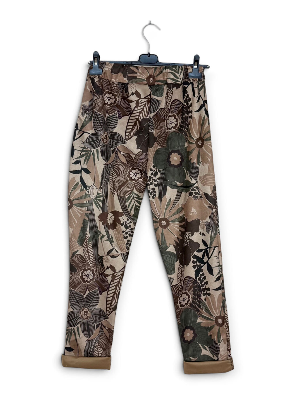 LNMOZ Floral Patchwork Jogger Pants Beige