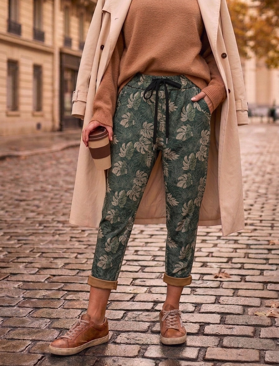 LNPLG Palm Leaf Jogger Pants Green