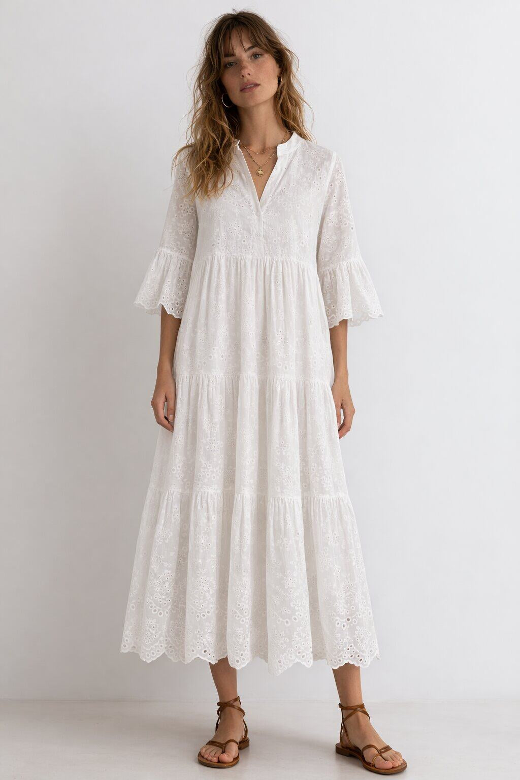 LULECD Long Eyelet Cotton Dress