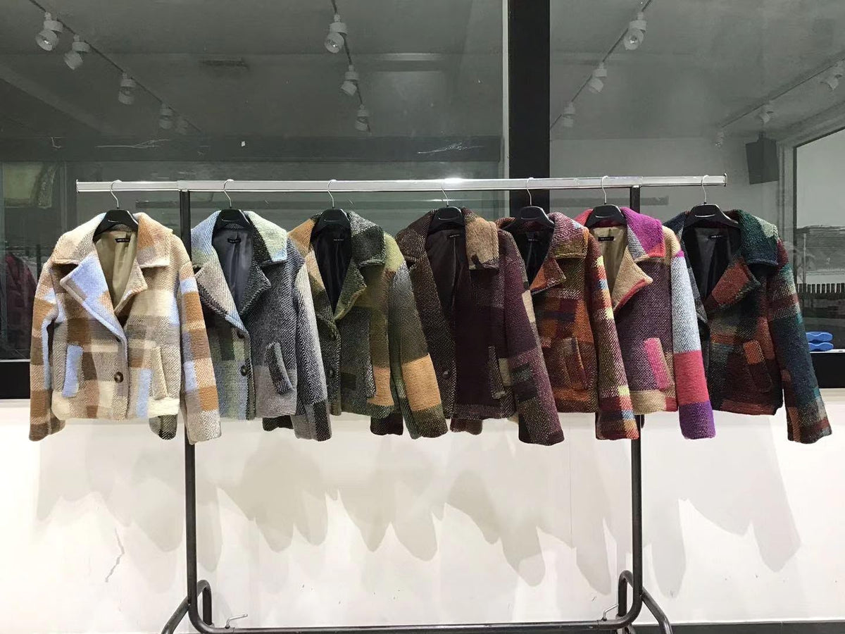 MN111 Patchwork Wool Lapel Jacket