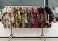 MN55 Plaid Patchwork Wool Faux Fur Collar Coat