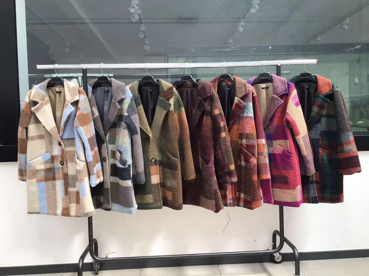 MN76 Patchwork Wool Lapel Coat
