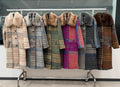 MN8 Striped Wool Faux Fur Collar Long Coat