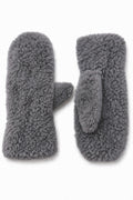 JA321 Grey Curly Teddy Mittens