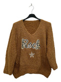 VM76 Camel Rock Print Teddy Sweater