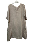 VC2278BEI Linen Short-Sleeve Dress Beige
