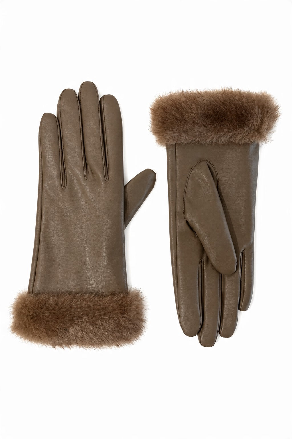 JA280 Taupe Faux Leather Gloves