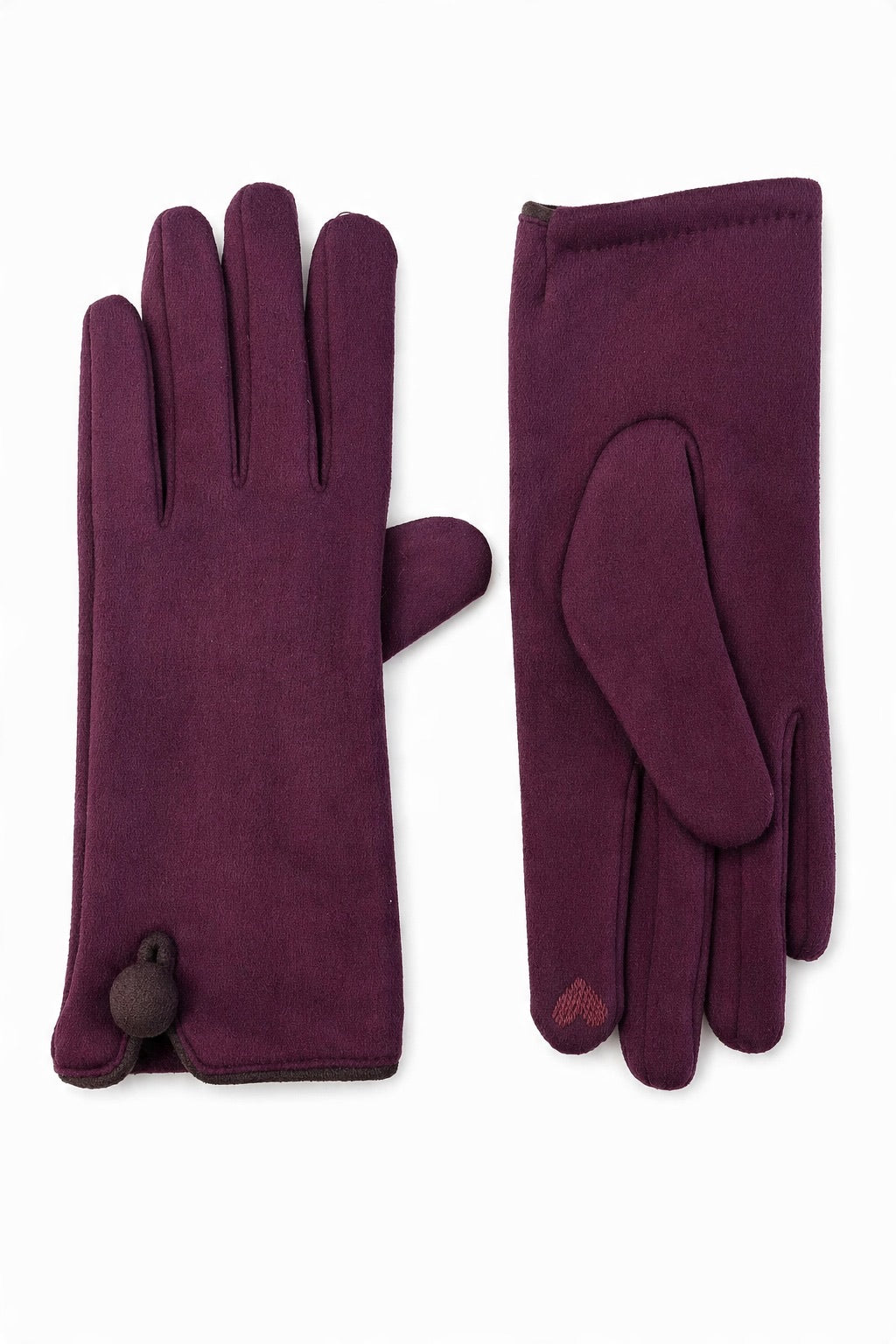 JA210 Wine Button Cuff Gloves