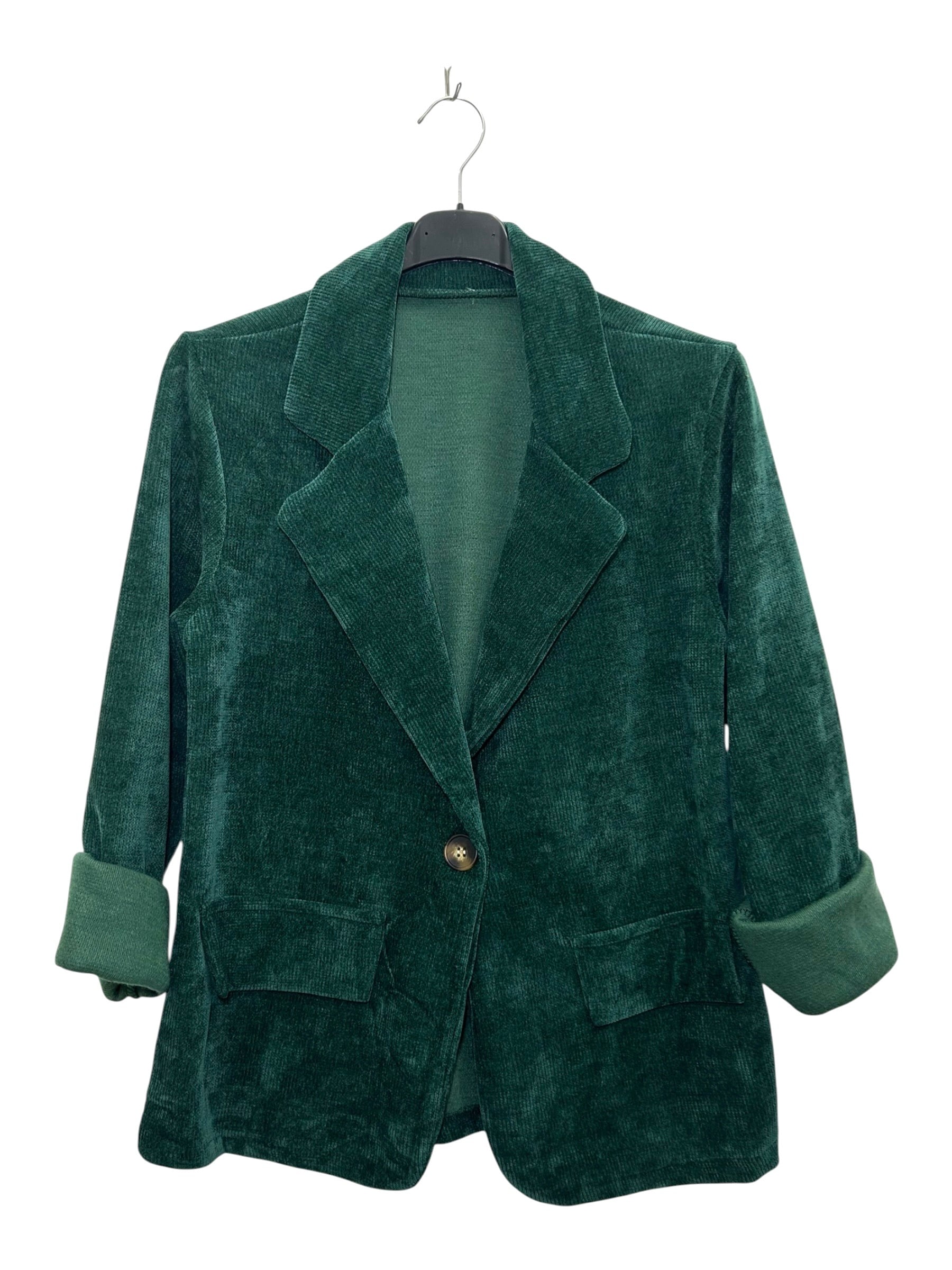 VM49 Pine Green Velvet Blazer