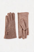 JA289 Dark Taupe Button Detail Gloves