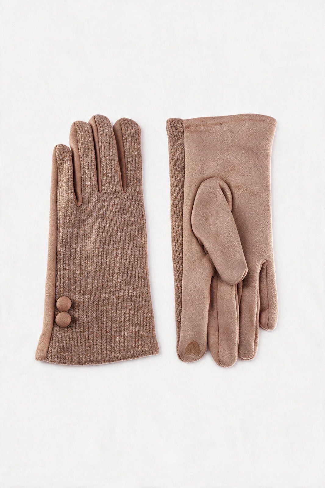 JA289 Dark Taupe Button Detail Gloves