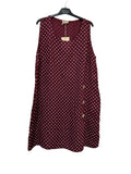 VC1302PBUR Sleeveless Linen Polka Dot Dress Burgundy