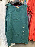 VC1302LPET Linen Strap Dress Petrol Blue