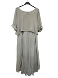 VC2PCSBEI Cotton Two-Piece Midi Dress Set Beige